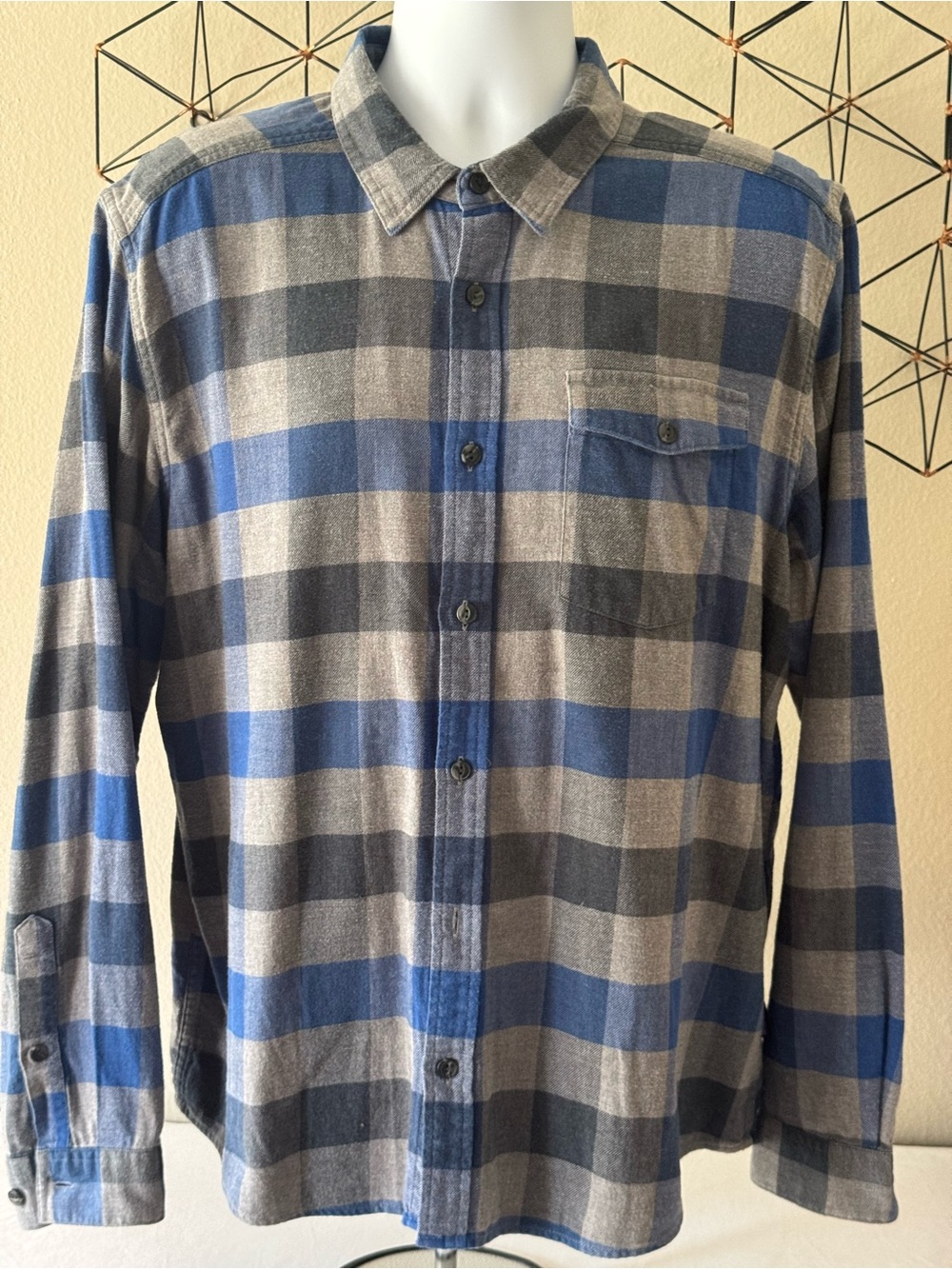 PATAGONIA Organic Cotton Button Up Flannel Shirt -  Blue Grey - Men’s Large